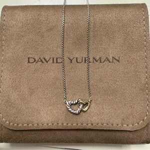 David Yurman Cable Collectibles Double Heart Necklace with 18k Yellow Gold